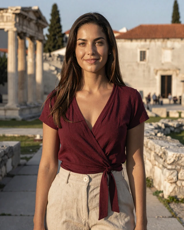 Katarina, 31, a Croatian woman from Zadar near ancient Roman architecture