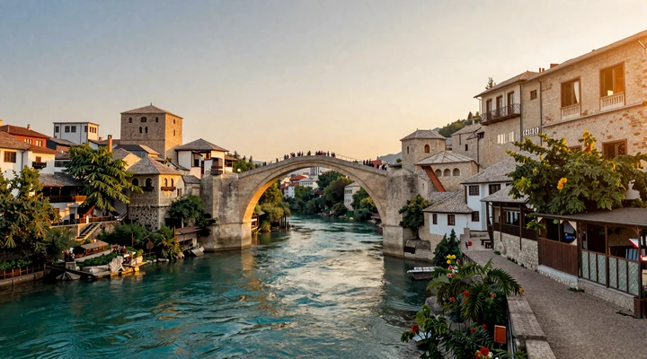 Historic Stari Most bridge in Mostar, Bosnia - a romantic Balkan destination for couples