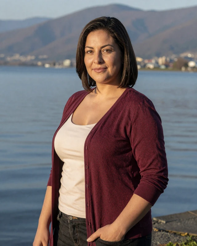 Kaltrina, 30, an Albanian woman from Shkodër near the lake and mountains