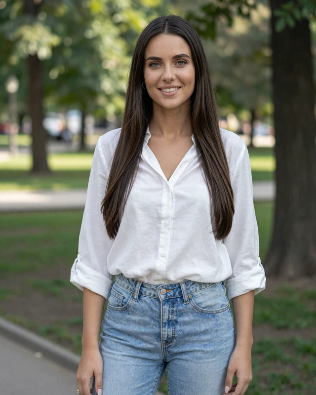 Ivana, 26, a Serbian woman from Belgrade smiling in a park setting